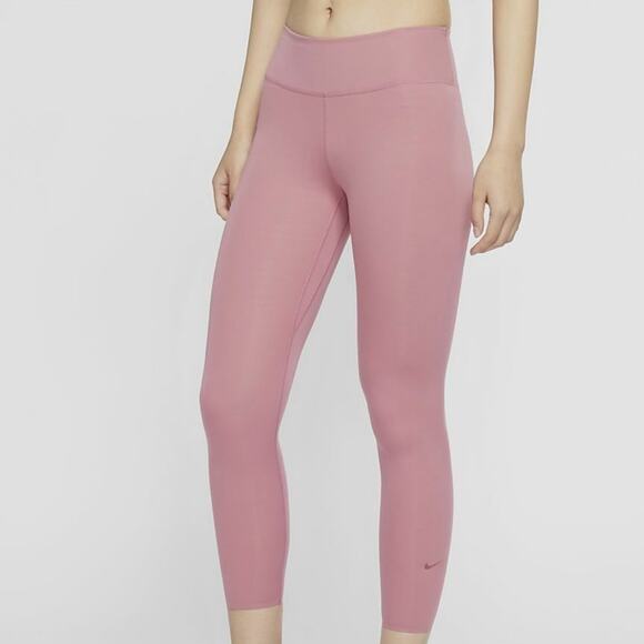 NIKE Pink One Luxe Crop 7/8 Tight Gym Workout Running Active Leggings Size Large - Picture 1 of 16